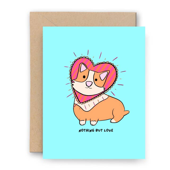 Nothing But Love Corgi - Greeting Card for wholesale by Little Tomato