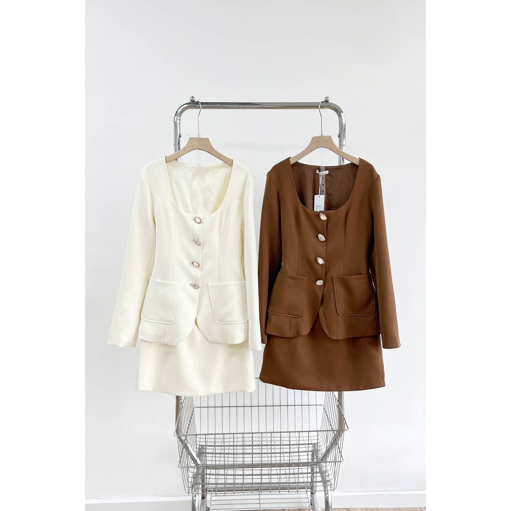 XHHH Inc - Wholesale Top & Pant Set (NOT Loungewear) - Women's - X9461CS Scoop Neck Blazer Mini Dress Set10