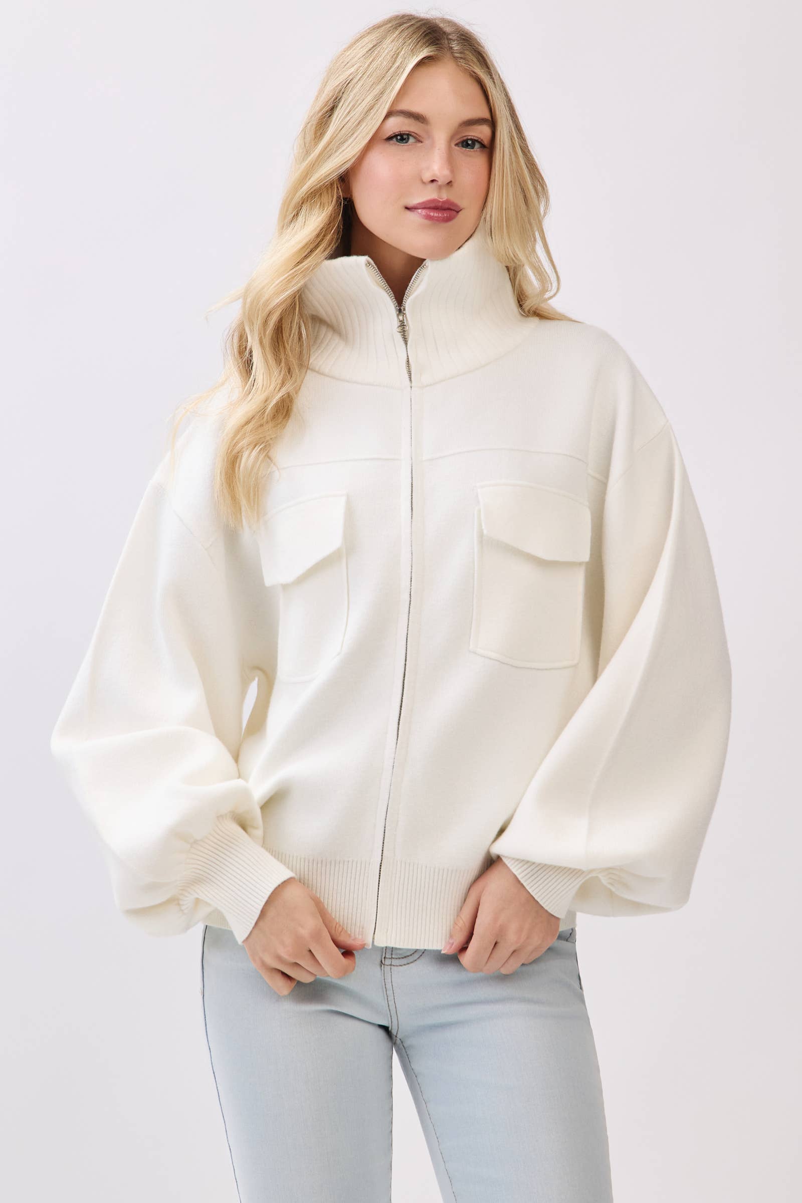 Calista - Wholesale Bomber Jacket - Women's - SWEATER BOMBER JACKET - VW613321