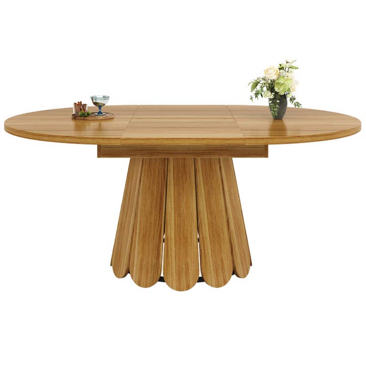 Extendable oval dining table wood-grain (118-158 cm) SISALTWIST for wholesale by Urban Meuble UK