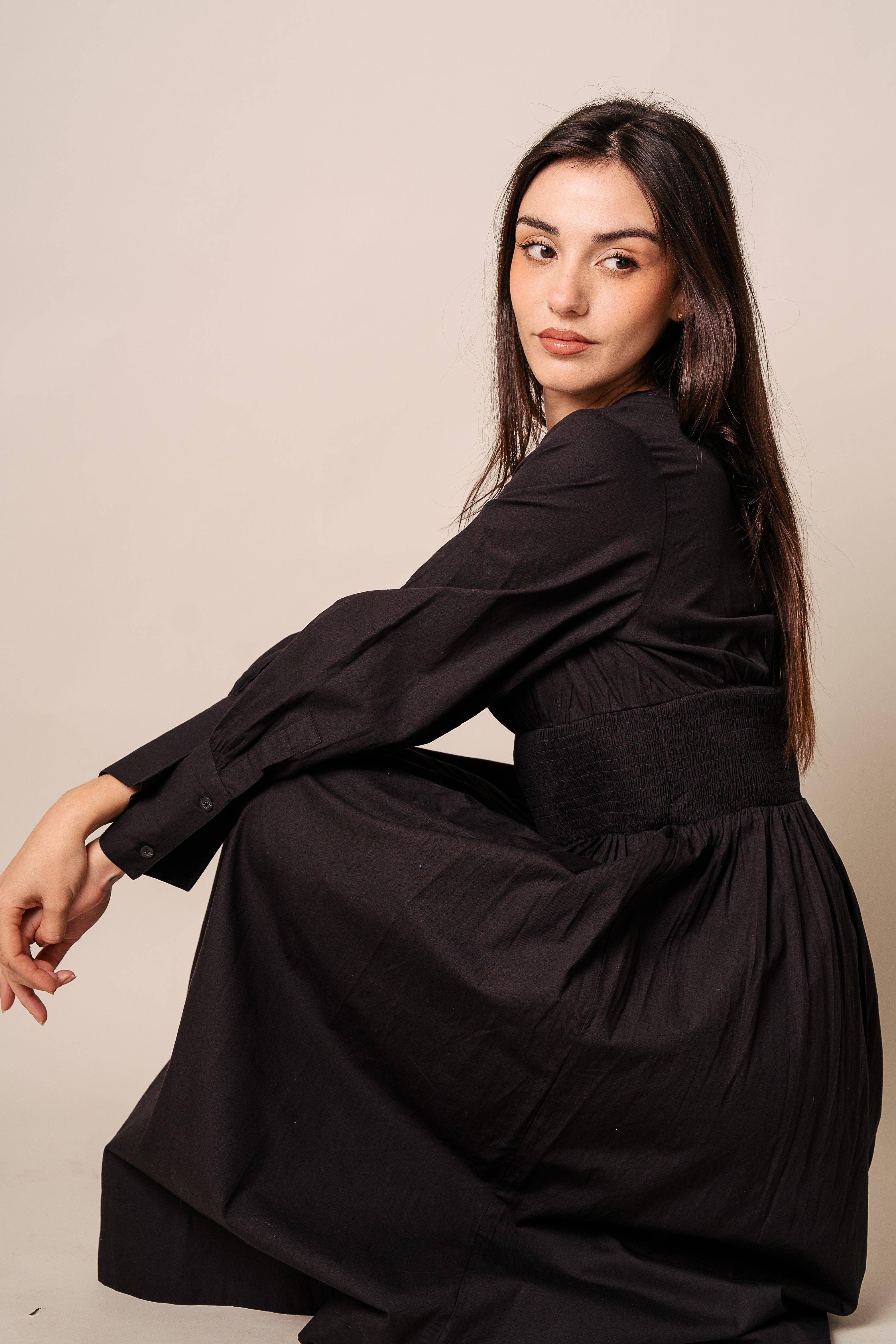 Kapda Casa - Wholesale Dress - Women's - Vestido Clásico Largo- Negro1