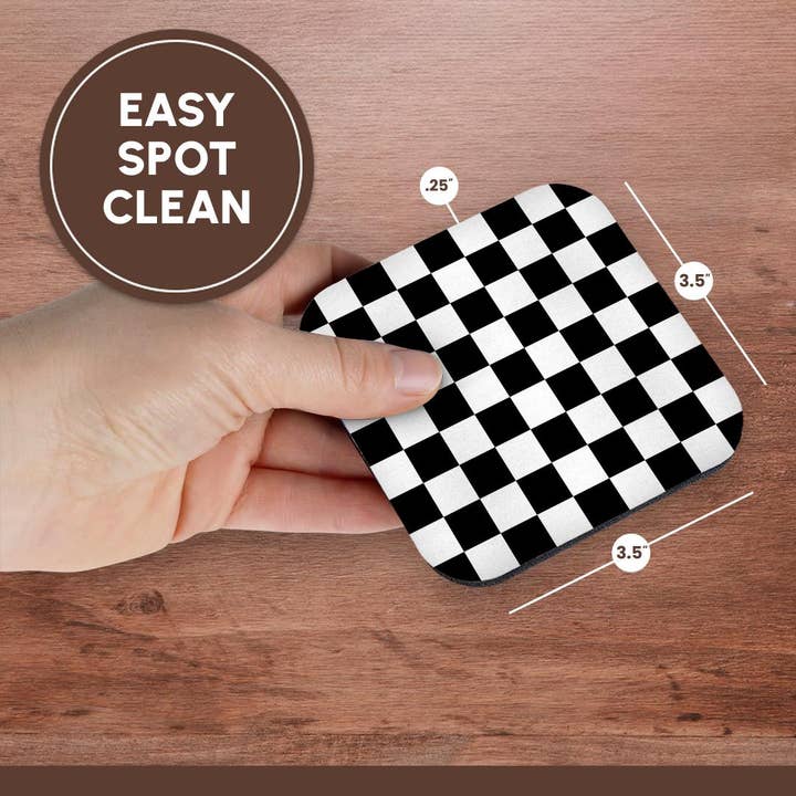 3dRose - Wholesale Coasters - 3dRose, Check black and white pattern - checkered checked squares chess checkerboard or racing car race flag, Coaster13