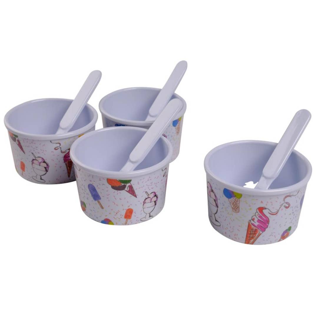 Lexi Home - Wholesale Serving Utensil - 8-Piece Melamine Ice Cream Cups with Spoons Set4