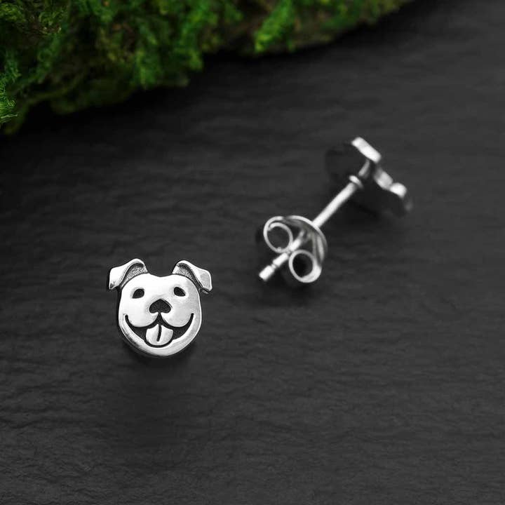 Nina Designs – wholesale Solitärörhängen – Sterling Silver hund ansikte inlägg örhängen 7x7mm