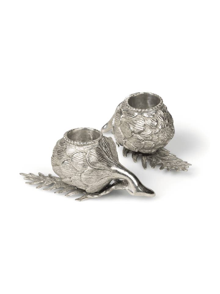 Pewter Artichoke Candleholder - Set of 2 for wholesale by Madame Smart Ltd