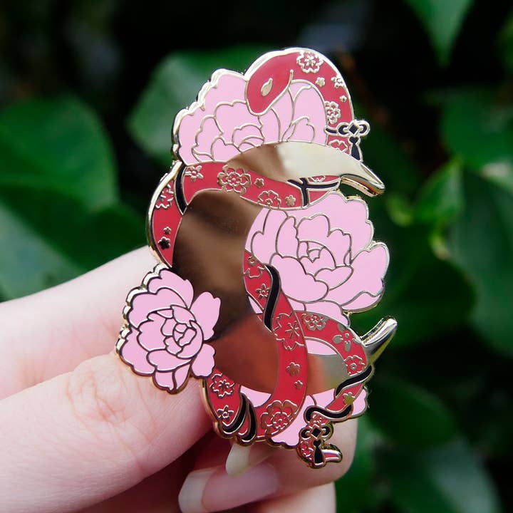 Year of the Snake | Lunar New Year Enamel Pin | Snake Art for wholesale by Meg-chan Doodles