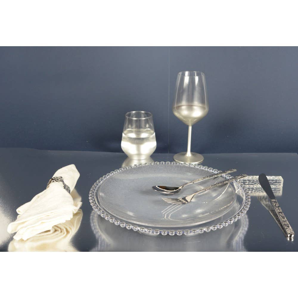 AULICA - Wholesale Assorted Cutlery Set - 24-piece silver-plated cutlery set with hammered finish2