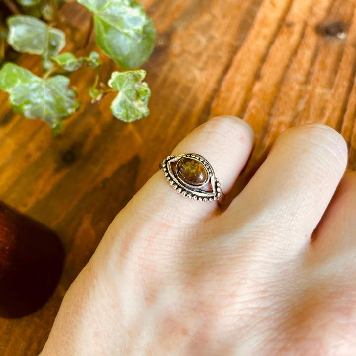 Kaali Boutique - Wholesale Multi-Stone Ring - Evil Eye Ring Tiger's Eye Silver / Protection / Boho / Bohemian / Psy / Rustic / Tribal / Gypsy / Festival / Healing / Festival4
