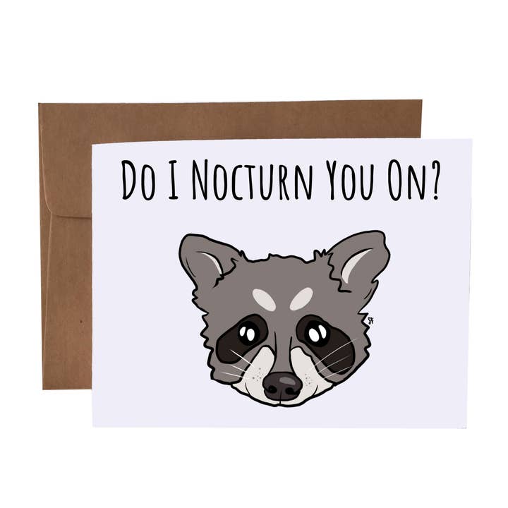 Dois-je t'allumer la nuit ? | Carte de vœux Raccoon Pun Naughty pour la vente par SKP ink