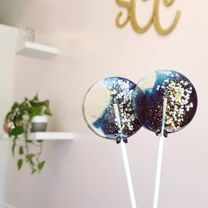 Sweet Caroline Confections – wholesale Lollipop – Navy Star Galaxy Lollipops, Blueberry Flavor, 10/Case