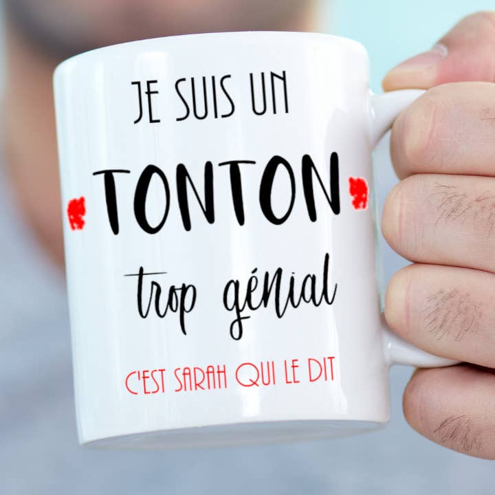 Mug tonton personnalisable avec le prénom de votre enfant pour la vente par Tendance Cadeau