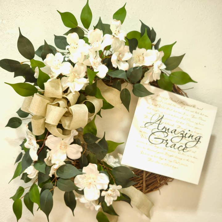 An Array of Wreaths, LLC – wholesale Wreath – Amazing Grace Ficus and Dogwood Wreath