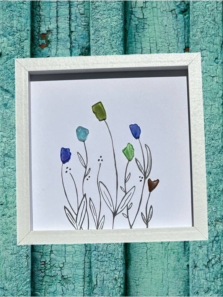 Wildflowers Seaglass Art for wholesale by Back Bay Designs