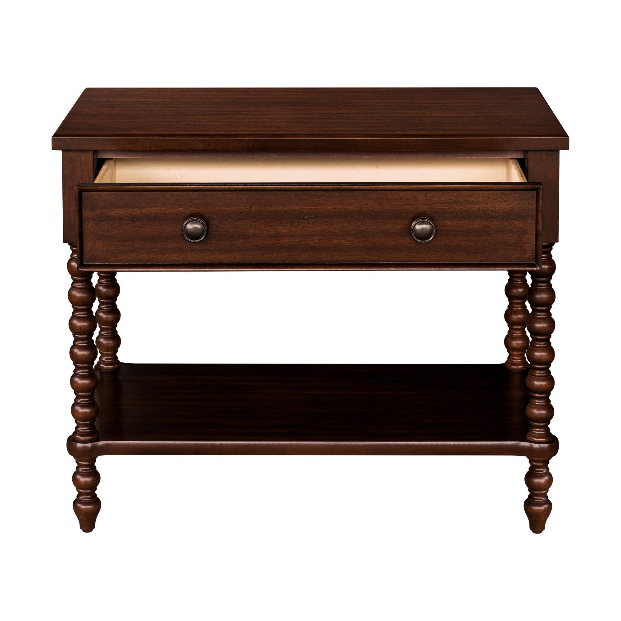 Olliix - Wholesale Side Table - 26"H Large Turned Wood Spindle Nightstand, Morocco Brown5