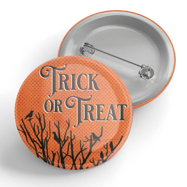 Trick or Treat Kraaienknop voor wholesale door Black River Letterpress & Paper Co.