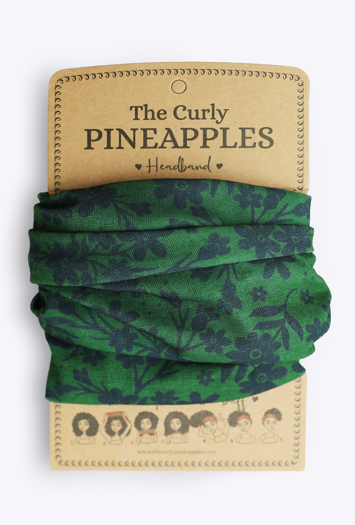 The Curly Pineapples - Wholesale Sleep Cap / Bonnet - Women's - Forrest Green Floral Headband1