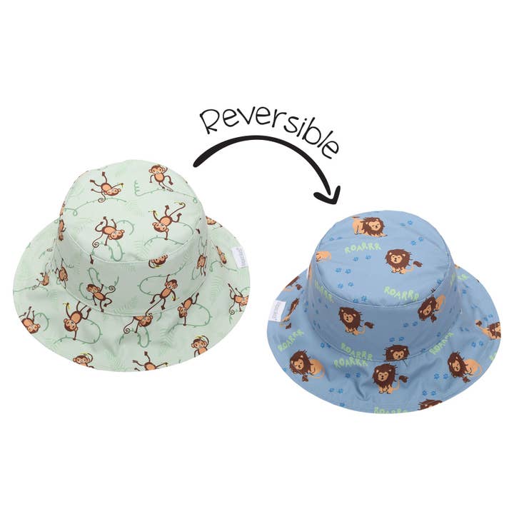 FlapJackKids - Wholesale Sun hat – Kids - Kids UPF50+ Patterned Sun Hat - Lion/Monkey