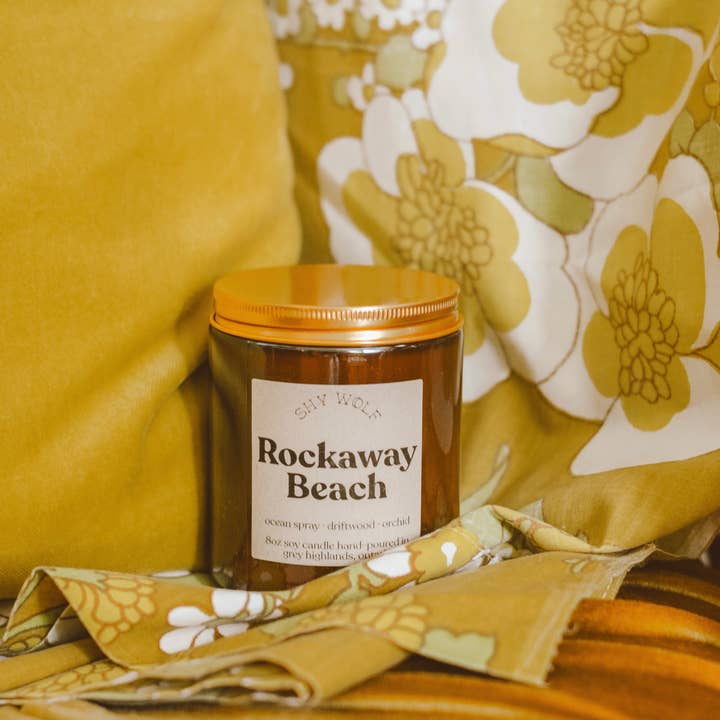 Shy Wolf Candles - Wholesale Jar/Filled Candle - Rockaway Beach Soy Candle - Ocean Spray, Driftwood - Ramones