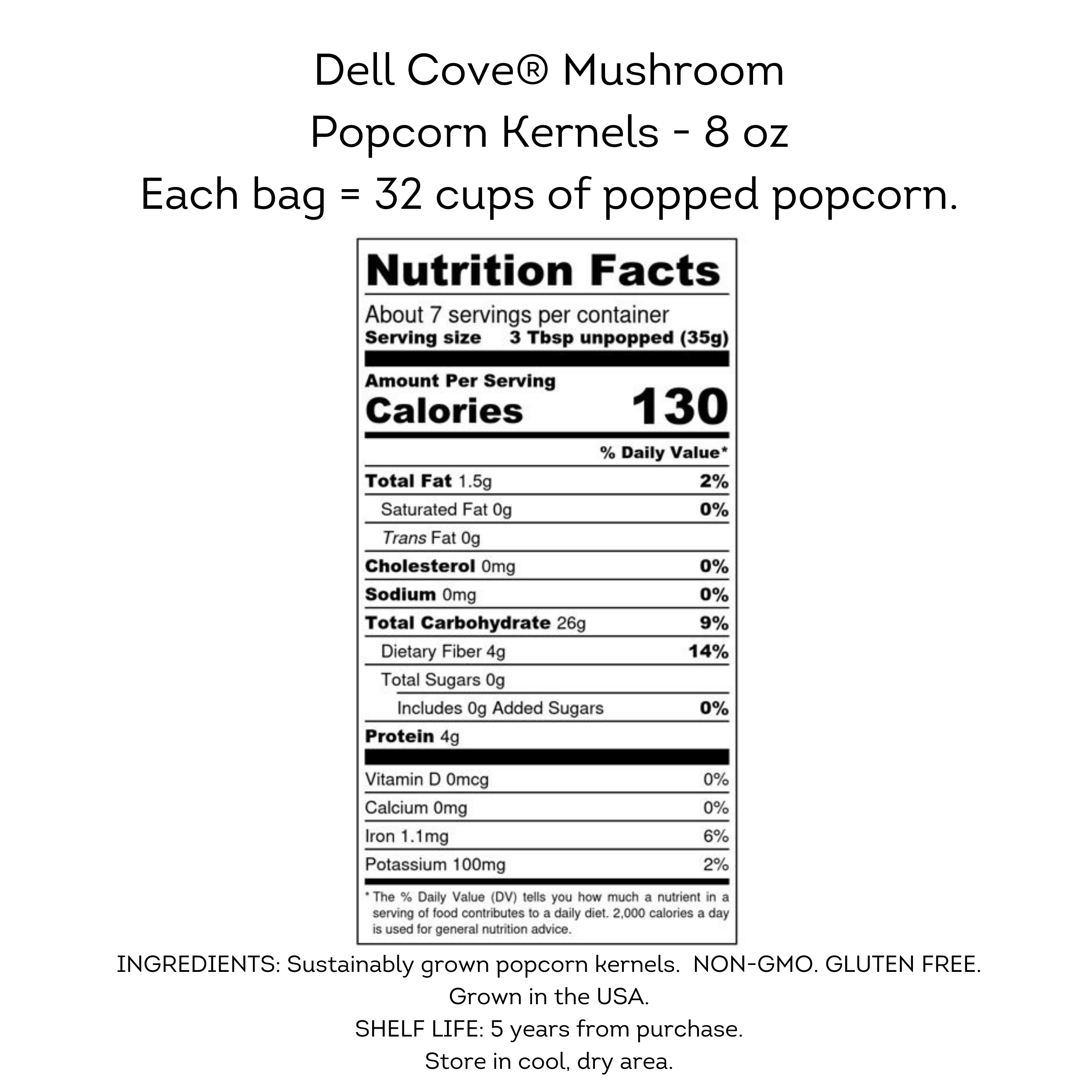 Dell Cove Spices & More Co. - Wholesale Popcorn Kernels - Mushroom Popcorn Kernels - Half Pound - Extra Large Pop Corn4