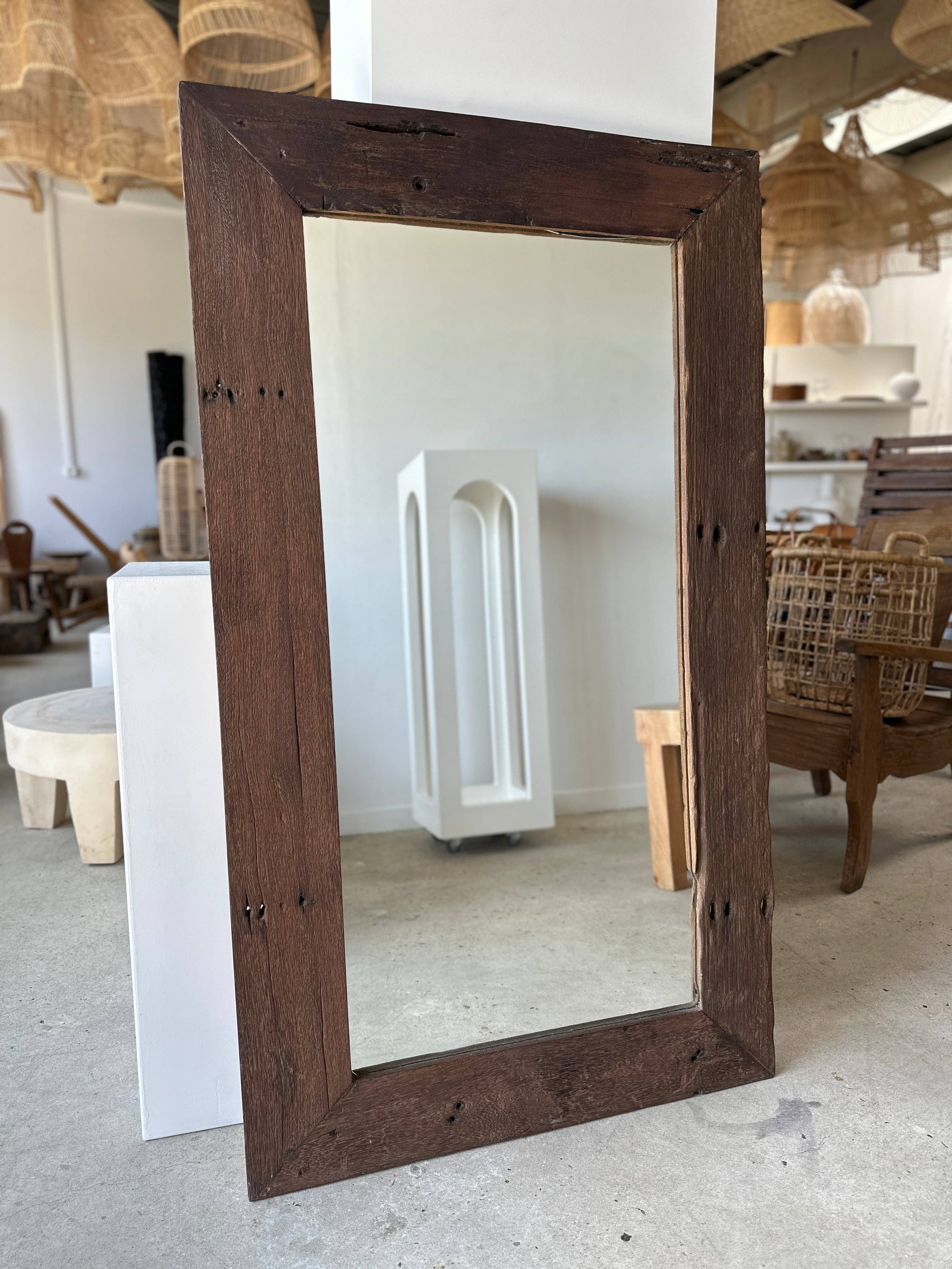 Office Objets - Wholesale Wall Mirror - Mirror with exotic brutalist old iron wood frame H:139cm82
