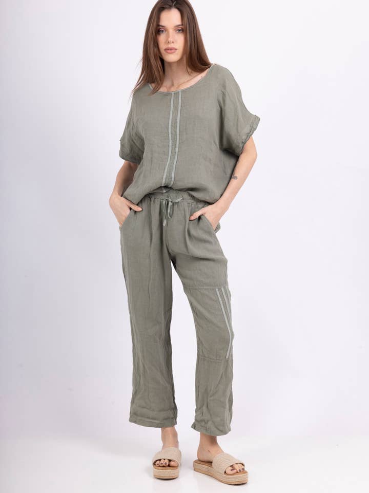 100% Linen Tunic & Trouser Set for wholesale by L'Emotion