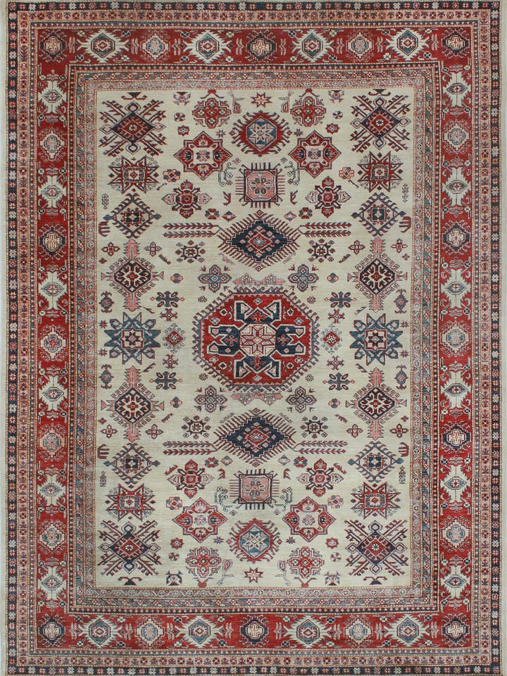 Super Kazak Jalen Ivory/Red Rug, 7'9" x 10'3" for wholesale by Noori Rug