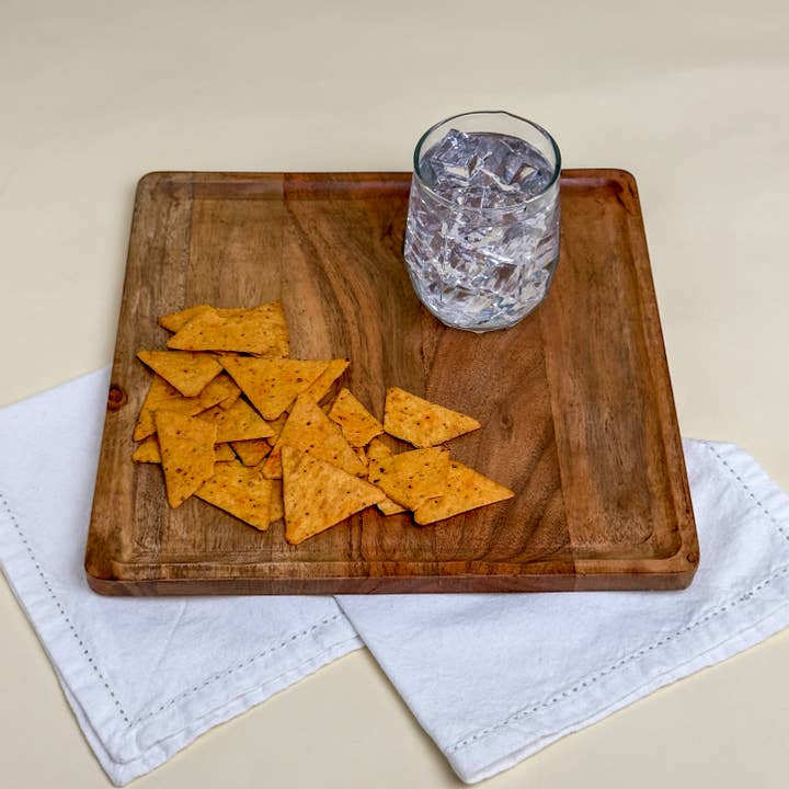 India Handicrafts Inc - Wholesale Serving Tray - Rustic Wood Square Serving Tray - LG