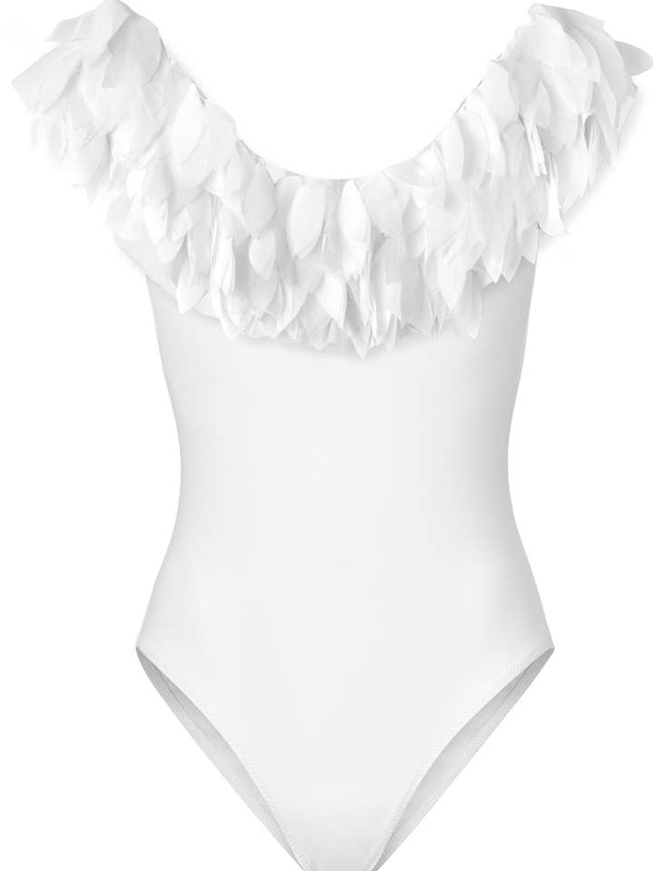 Womens White Petal Swimsuit for wholesale by Stella Cove