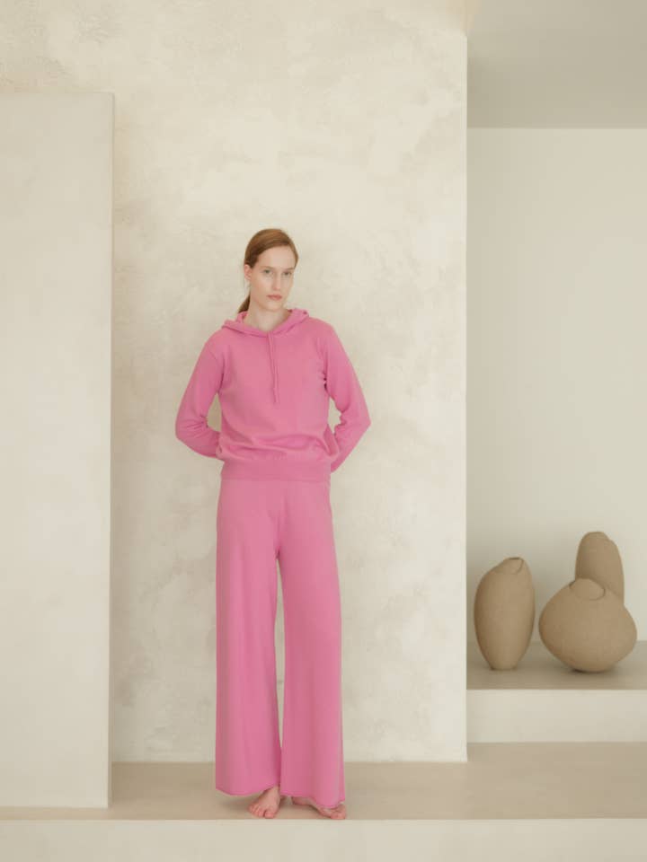 Lightweight wide-leg cashmere blend pants (3D knit) for wholesale by Lèmme