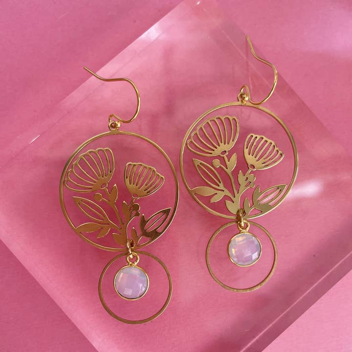 Garden Earrings ~ Opalite & Brass for wholesale by GeoMetricGem