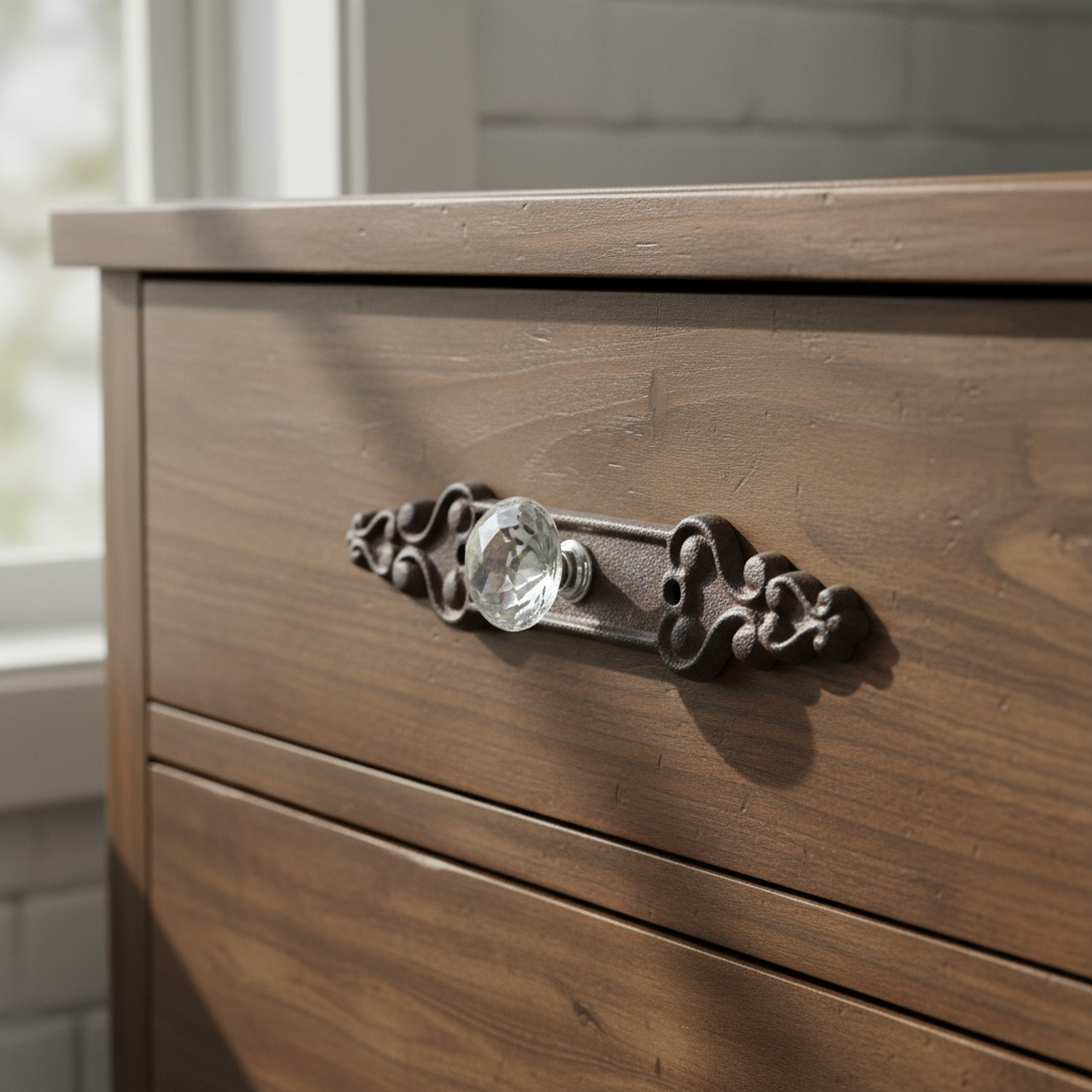 Iron & Blossom - Wholesale Knob/pull - Elegant Cast Iron Crystal Drawer Pull - Faceted Vintage Cabinet Knob0