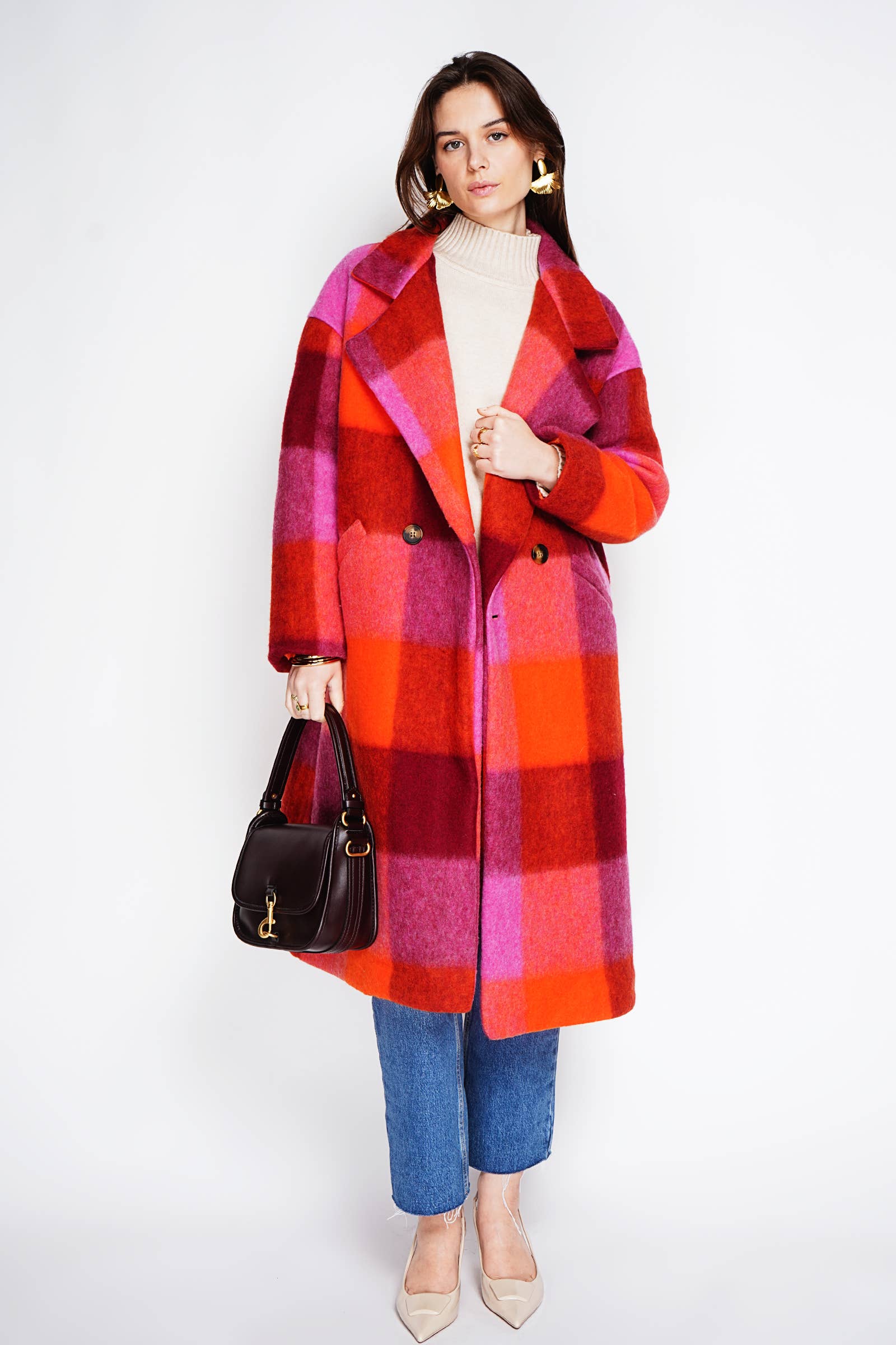 NOELINE - Wholesale Coat - Women's - Plaid wool coat 60705-514