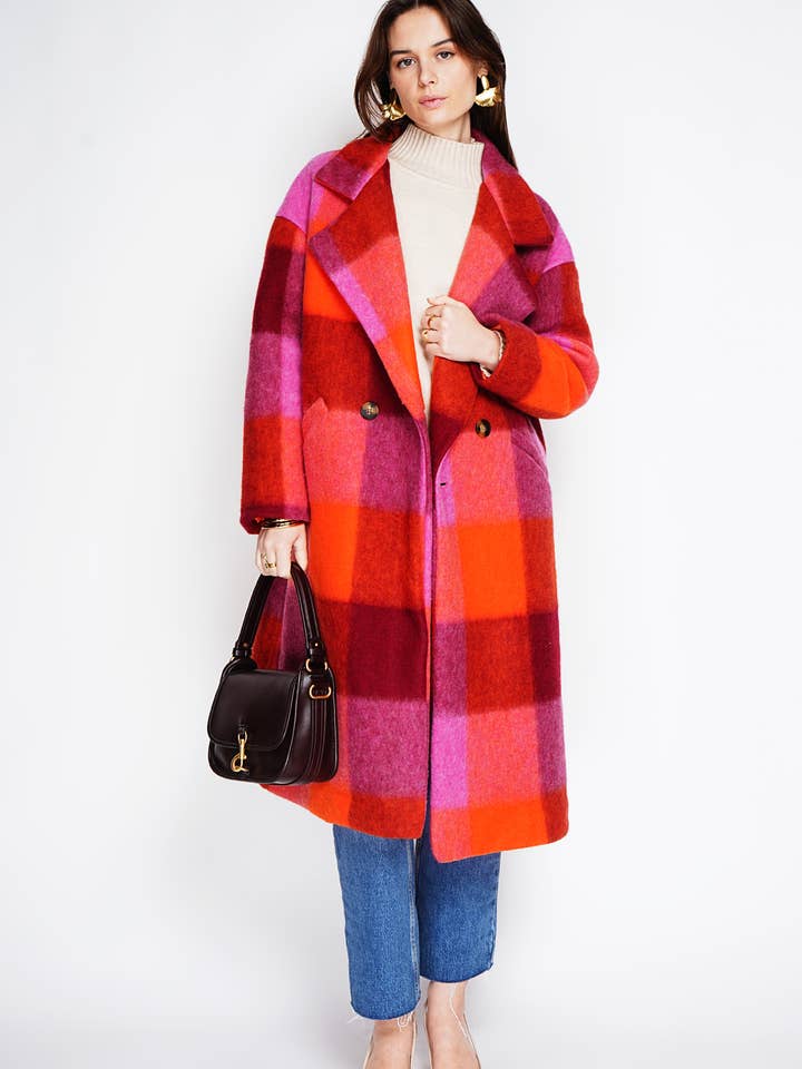 NOELINE - Wholesale Coat - Women's - Plaid wool coat 60705-514