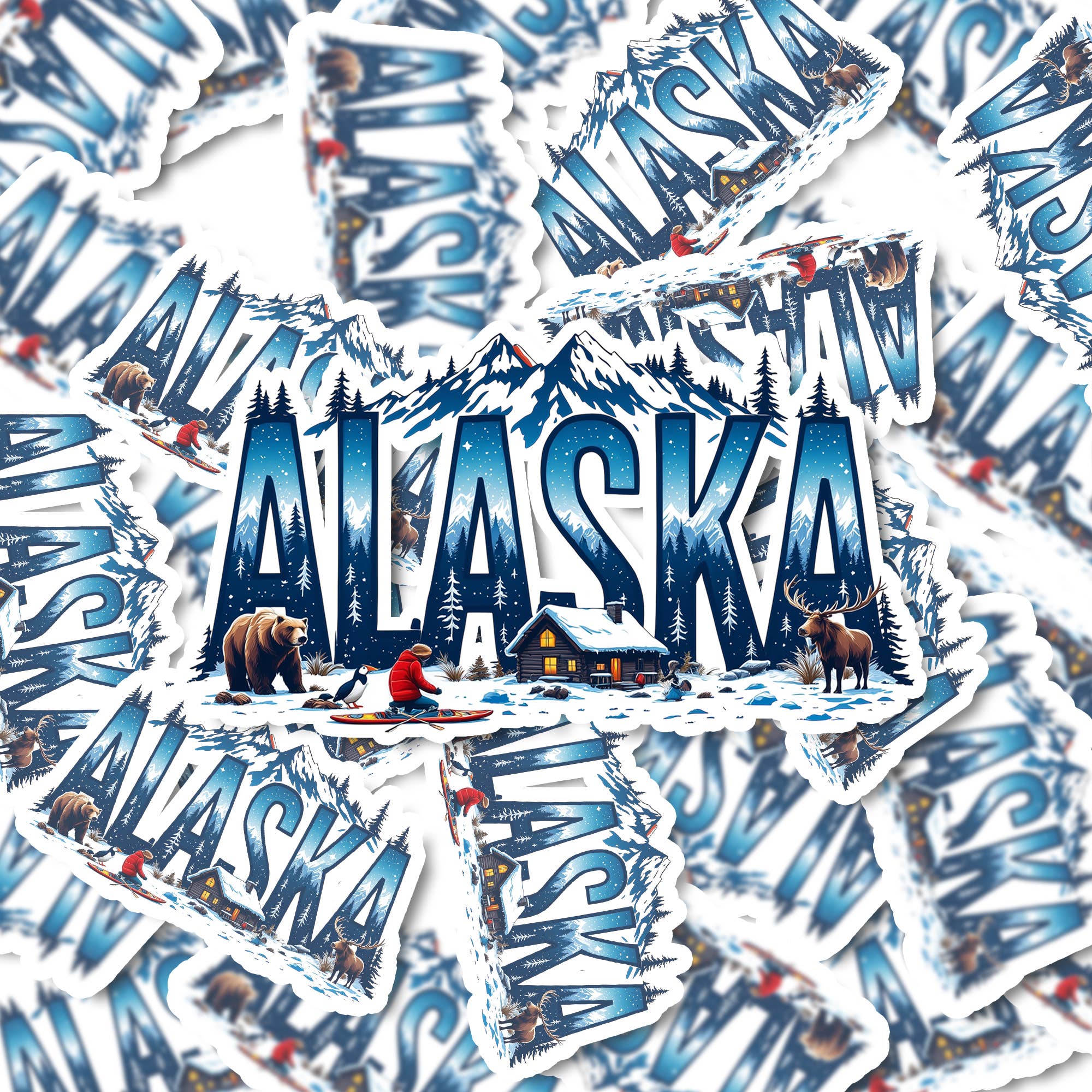 PiggyPrintStickers – wholesale Klistermärke – Alaska State Klistermärke | Vinylkarta Dekal | Vildmarksdesign3