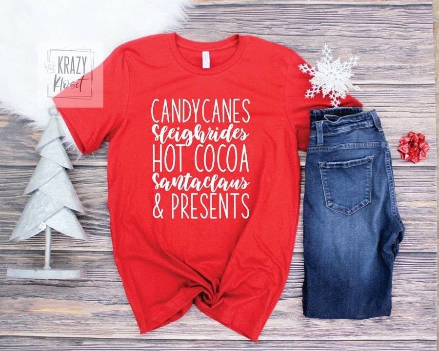 Krazy Kloset - Wholesale Screen Printed T-Shirt - Women's - Christmas Words0
