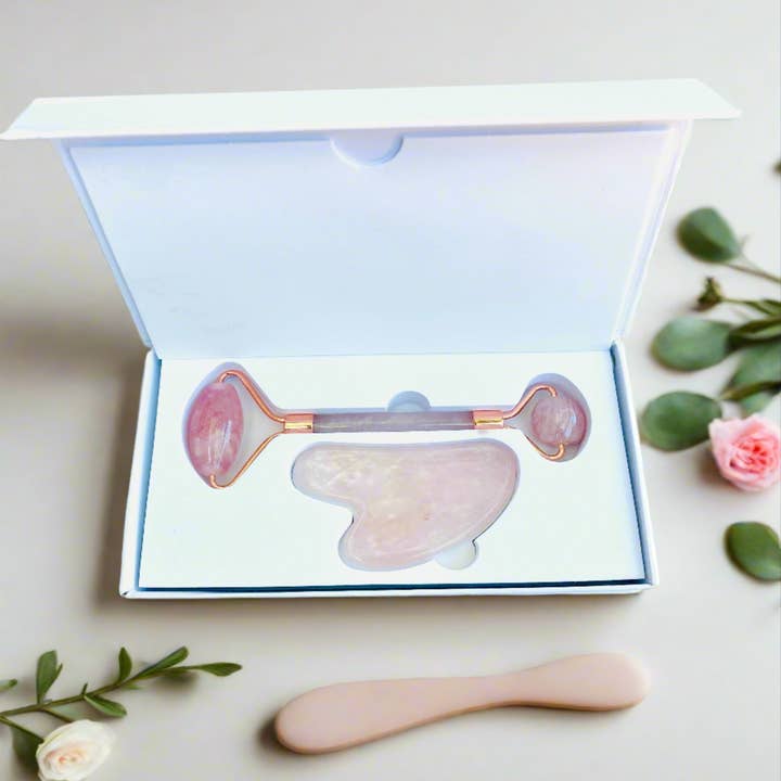 Brynn Body Care - Wholesale Gua Sha Tool - Rose Quartz Roller and Gua Sha Stone Set