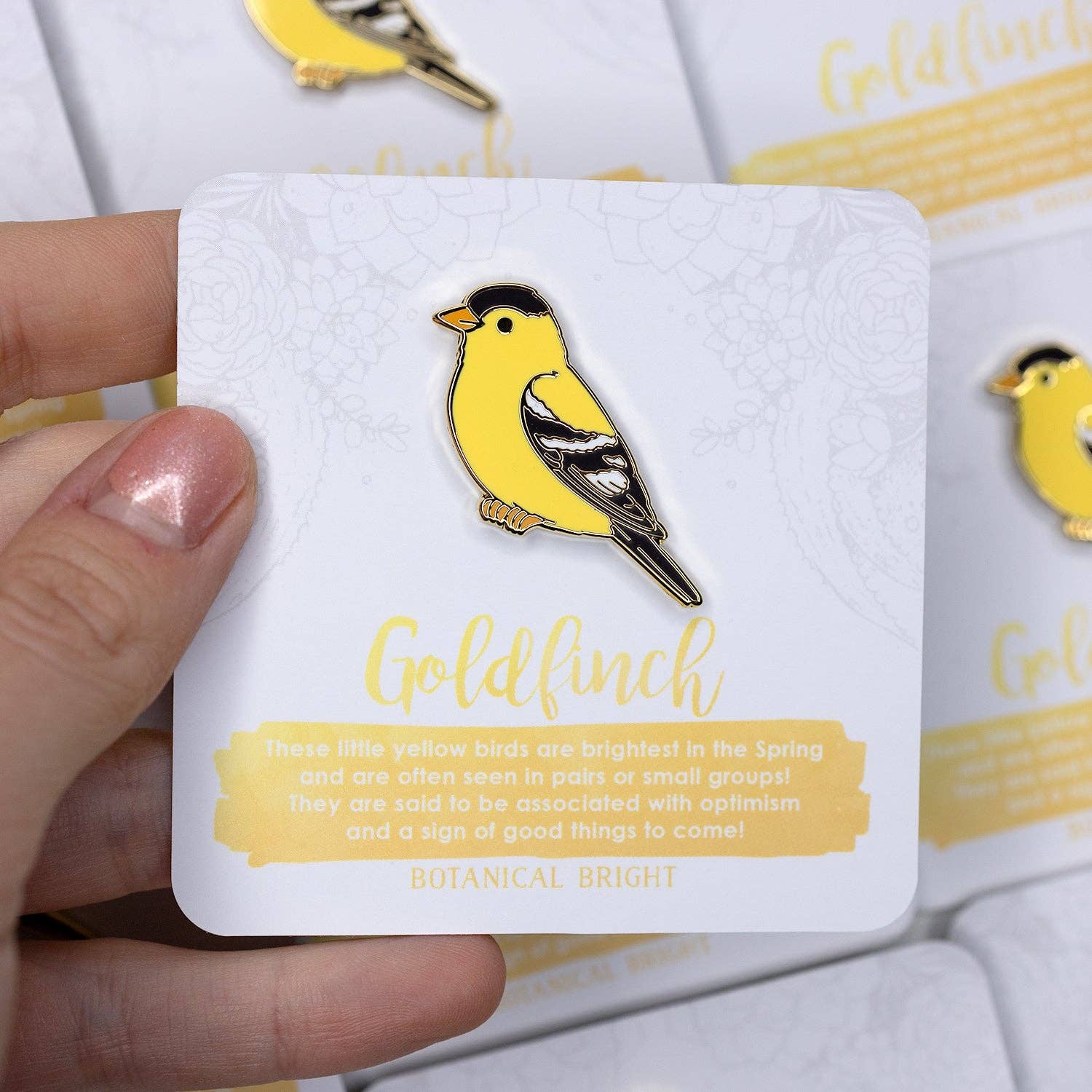 Botanical Bright - Wholesale Lapel Pin/Button - Goldfinch Enamel Pin1