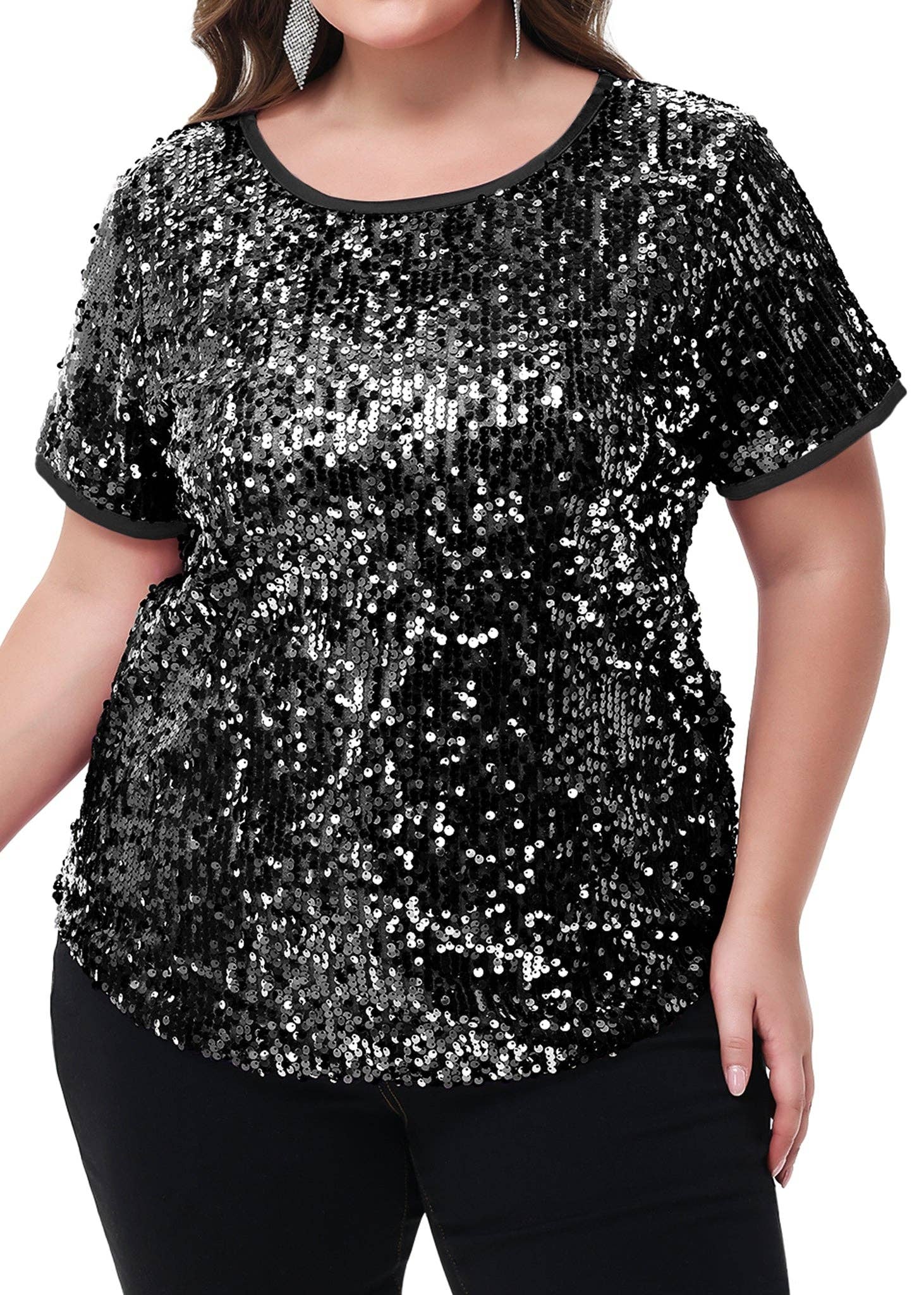 Anna Kaci Wholesale - Wholesale Blouse - Women's - Sequin Tops Plus Size Sparkle Glitter Party Blouse5