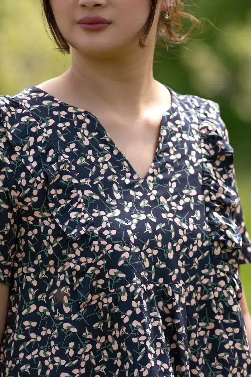 Eglantine et Zoé - Wholesale Stofrol - Atlantisch blauwe viscosestof van keperstof4