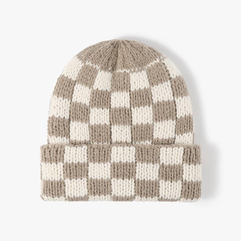 JOSSLYN by wall to wall - Wholesale Beanie - Women's - CHECKER SOFT PLUSH BEANIE HAT | 40BN9175