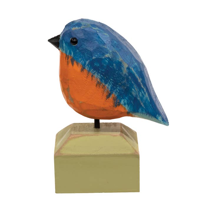 Snidad tjock träblåfågel på basen för wholesale av The Hearthside Collection