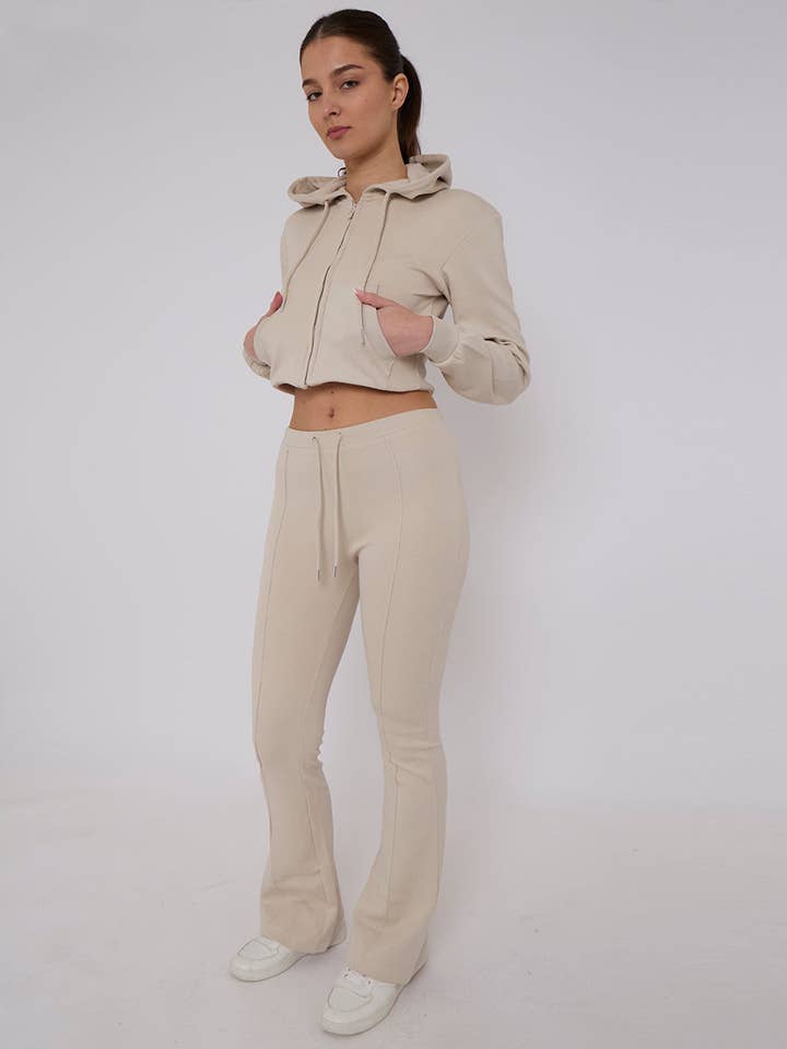 AX Labels - Wholesale Lounge Set - Women's - Interlock Cropped Zip Hoodie and Flared Trouser Set16