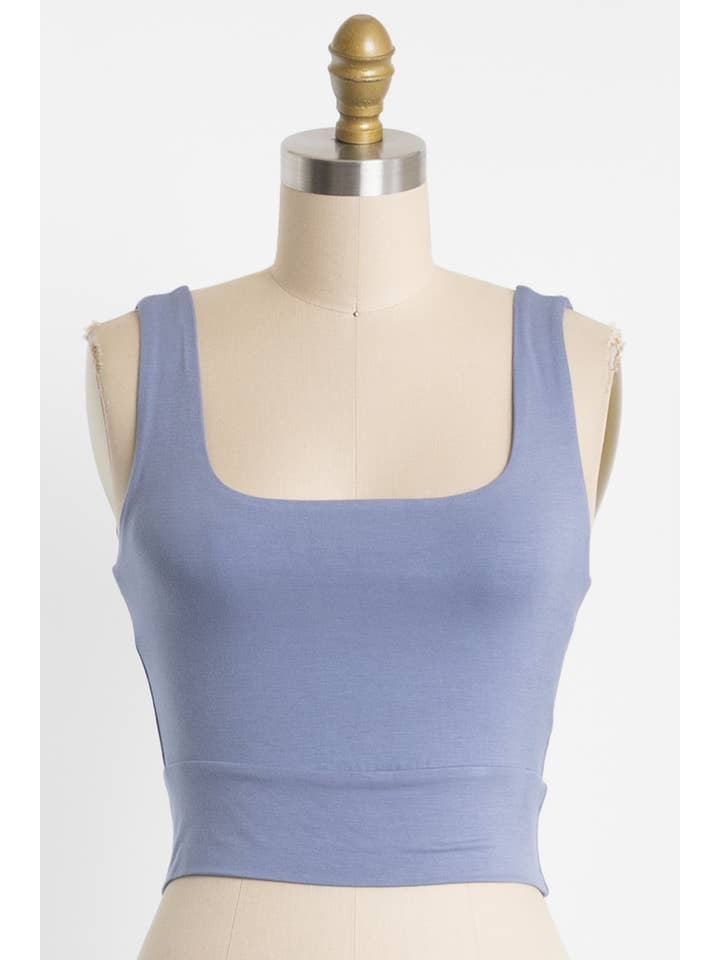 Final Touch - Wholesale Knit Top - Women's - Square Neck Fitted Crop Top - T1685954