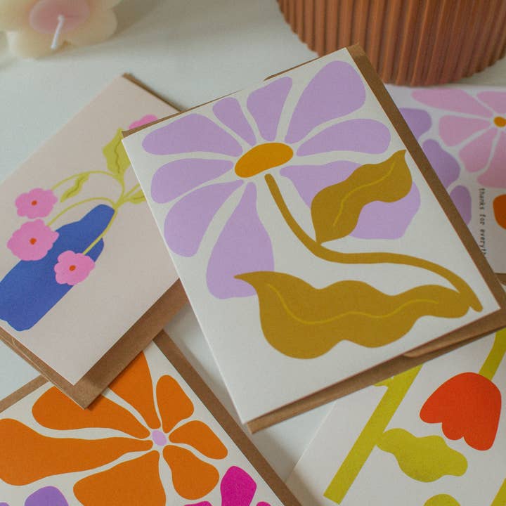 Brush + Bird Paper Co. - Wholesale Everyday Greeting Card - Bold Retro Daisy Greeting Card | 60s Flower Any Occassion2