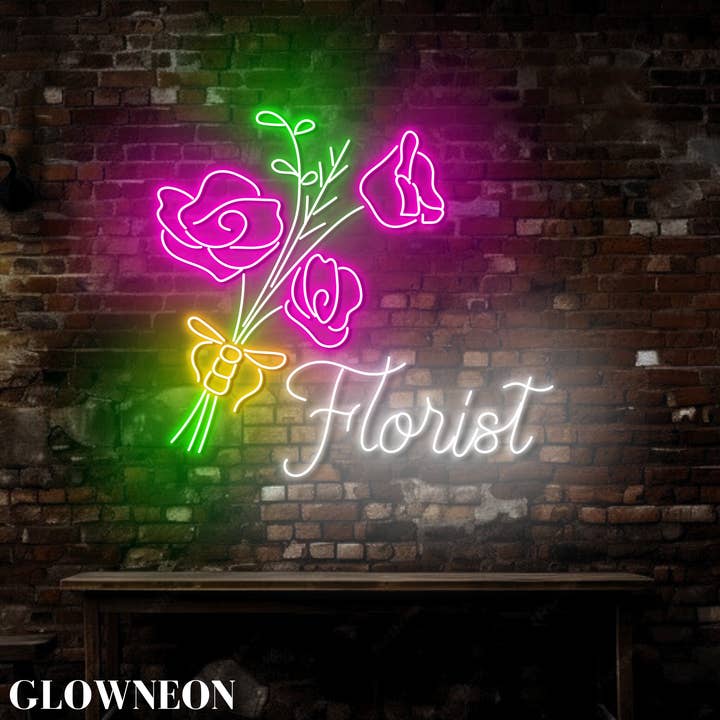 Glow Neon – wholesale Neon sign – Florist Led Light, Flower Shop Neon Open Sign, Florist Decor