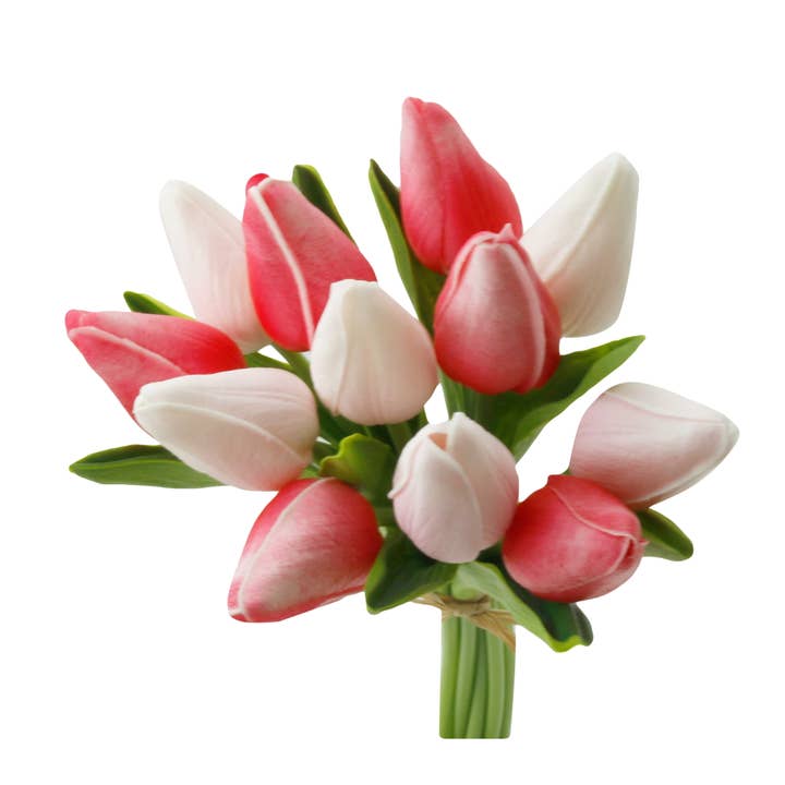 Angel Isabella - Wholesale Artificial Flowers - 1 Dozen Real Touch Tulip Bud bouquet-10.5"9
