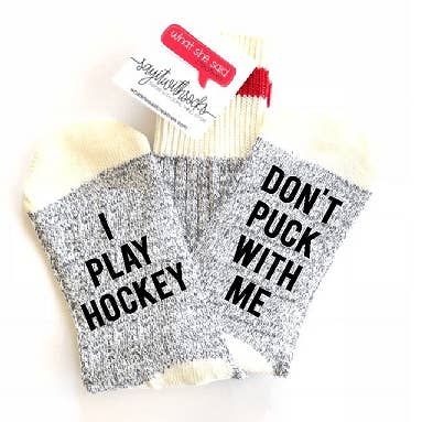 Eu Jogo Meias de Hóquei por atacado de What She Said Creatives