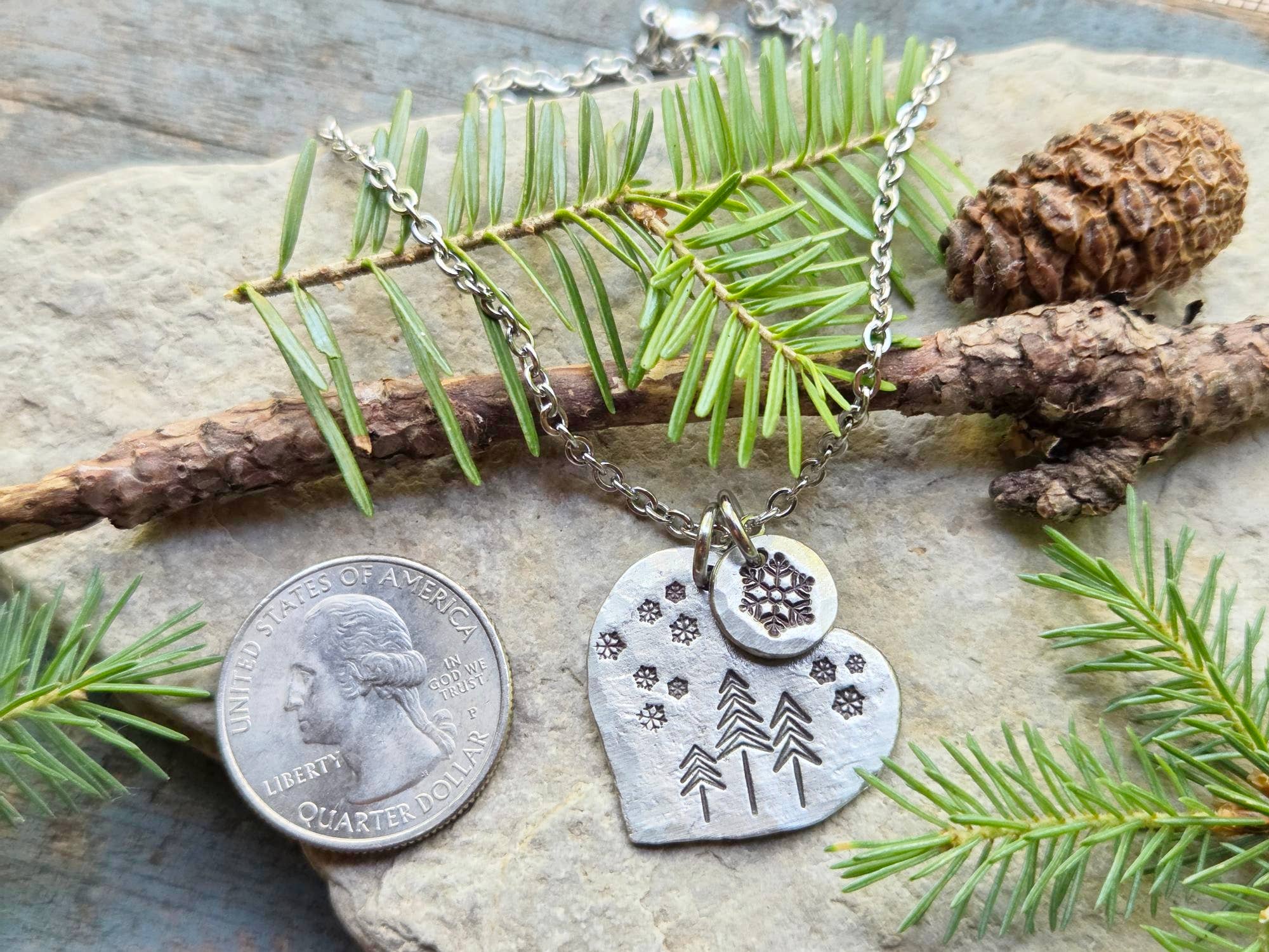 Kathryn's Collection - Wholesale Pendant/Charm Necklace - Winter Pine Tree Heart Necklace 5