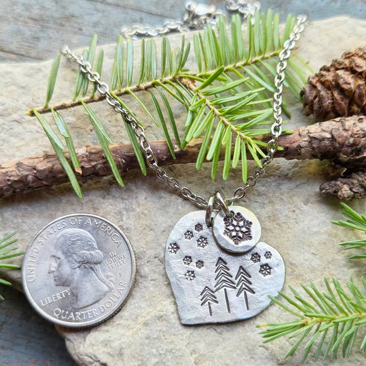 Kathryn's Collection - Wholesale Pendant/Charm Necklace - Winter Pine Tree Heart Necklace 5