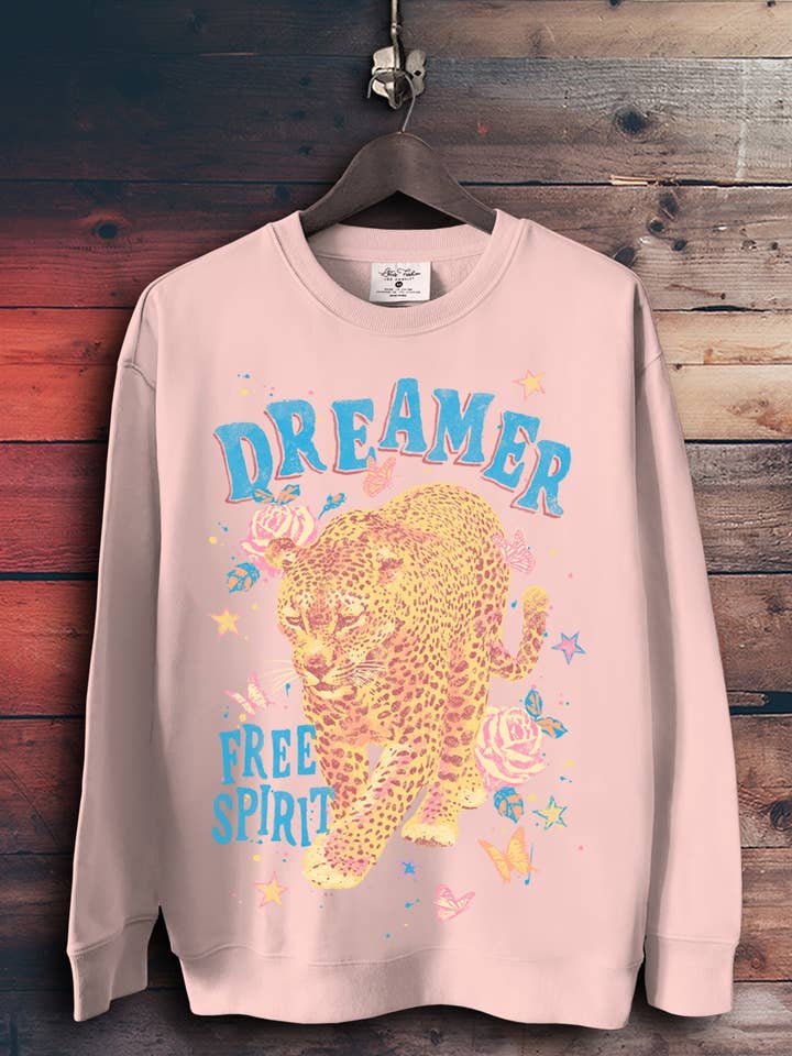 Dreamer Leopard Sweatshirts for wholesale by Lotus Fashion Collection